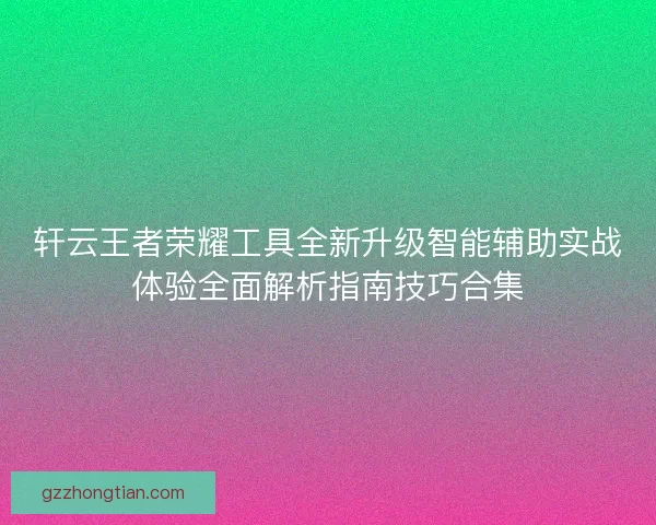 轩云王者荣耀工具全新升级智能辅助实战体验全面解析指南技巧合集