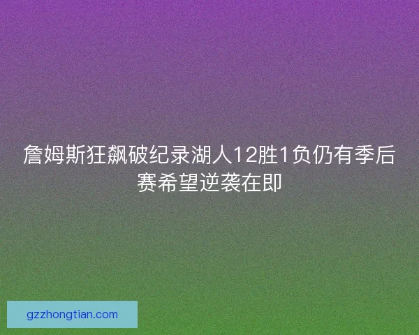 詹姆斯狂飙破纪录湖人12胜1负仍有季后赛希望逆袭在即