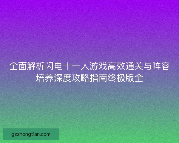 全面解析闪电十一人游戏高效通关与阵容培养深度攻略指南终极版全