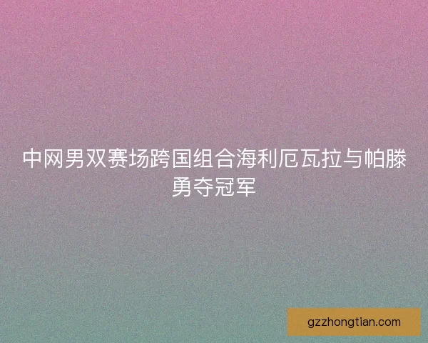 中网男双赛场跨国组合海利厄瓦拉与帕滕勇夺冠军
