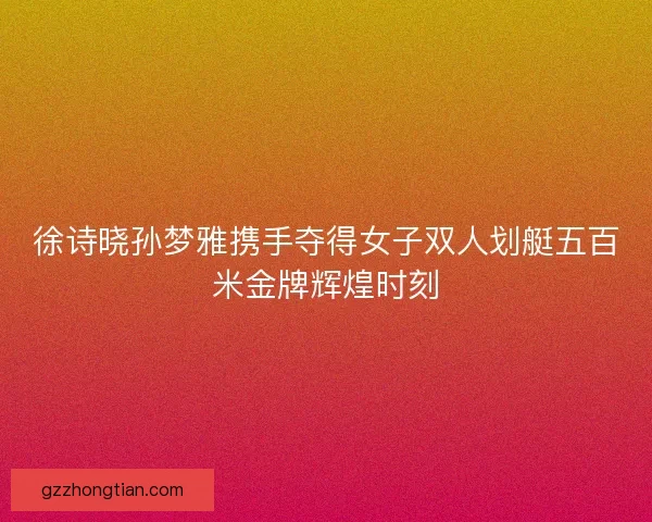 徐诗晓孙梦雅携手夺得女子双人划艇五百米金牌辉煌时刻
